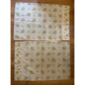 2 Yellow Rose Pillowcases Montgomery Ward Precale STD Granny Cottage Farmhouse